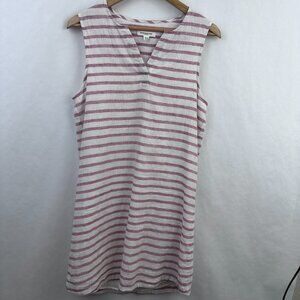 BeachLunchLounge Dress Sleevless Linen Blend Lined Red and White Stripe Sz‎ S/P